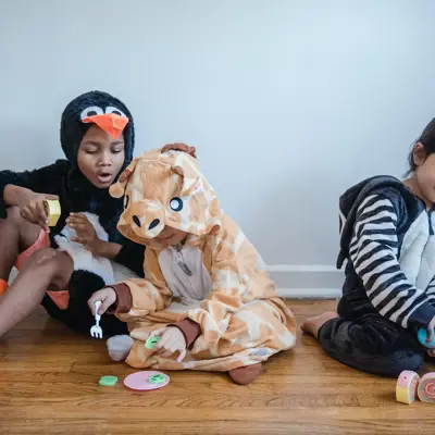 Young kids wearing animal costumes